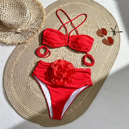 Daxiyee 3D Flower Bikini