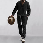 Casual Trousers V-Neck Versatile Jacquard Knitted Sweater Set