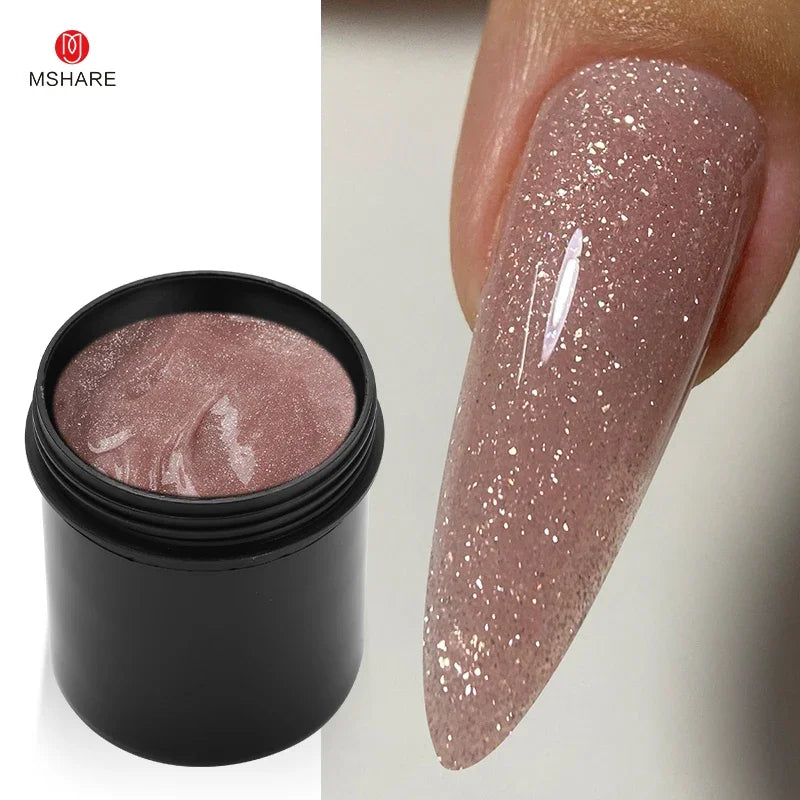 MSHARE 150ml Ice Blue Jelly Gel Builder Nail Extension Gel Tpo Hema Free Gel Nail Construction Cream Medium Shimmer UV Led Gel