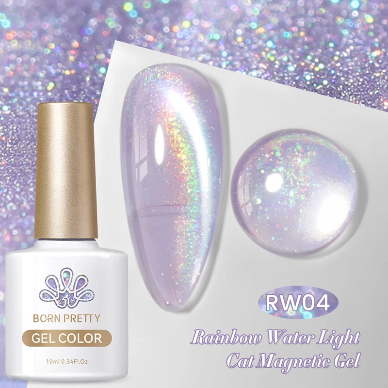 BORN PRETTY 10ml Water Light Cat Magnetic Gel Nail Polish Shining Super Sliver-light Holographics Soak Off UV Gel Varnish