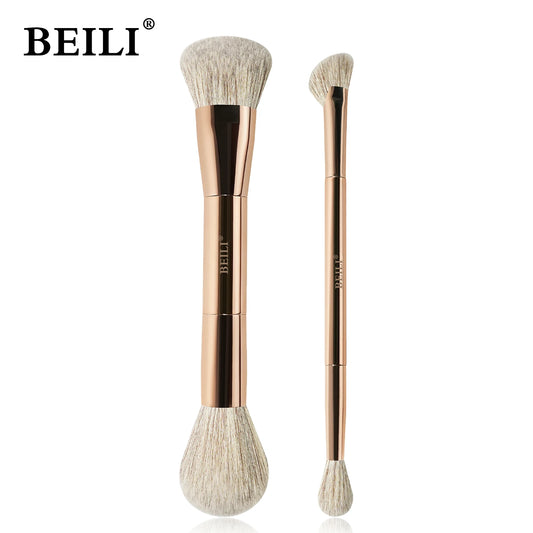 Makeup Brush Set Double-Sided Makeup Brushes for Foundation Contour Blush Blending Eyebrow and Eye Shadow Fiber Bright Cyan