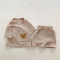 Waffle Knit Bear Pocket Set