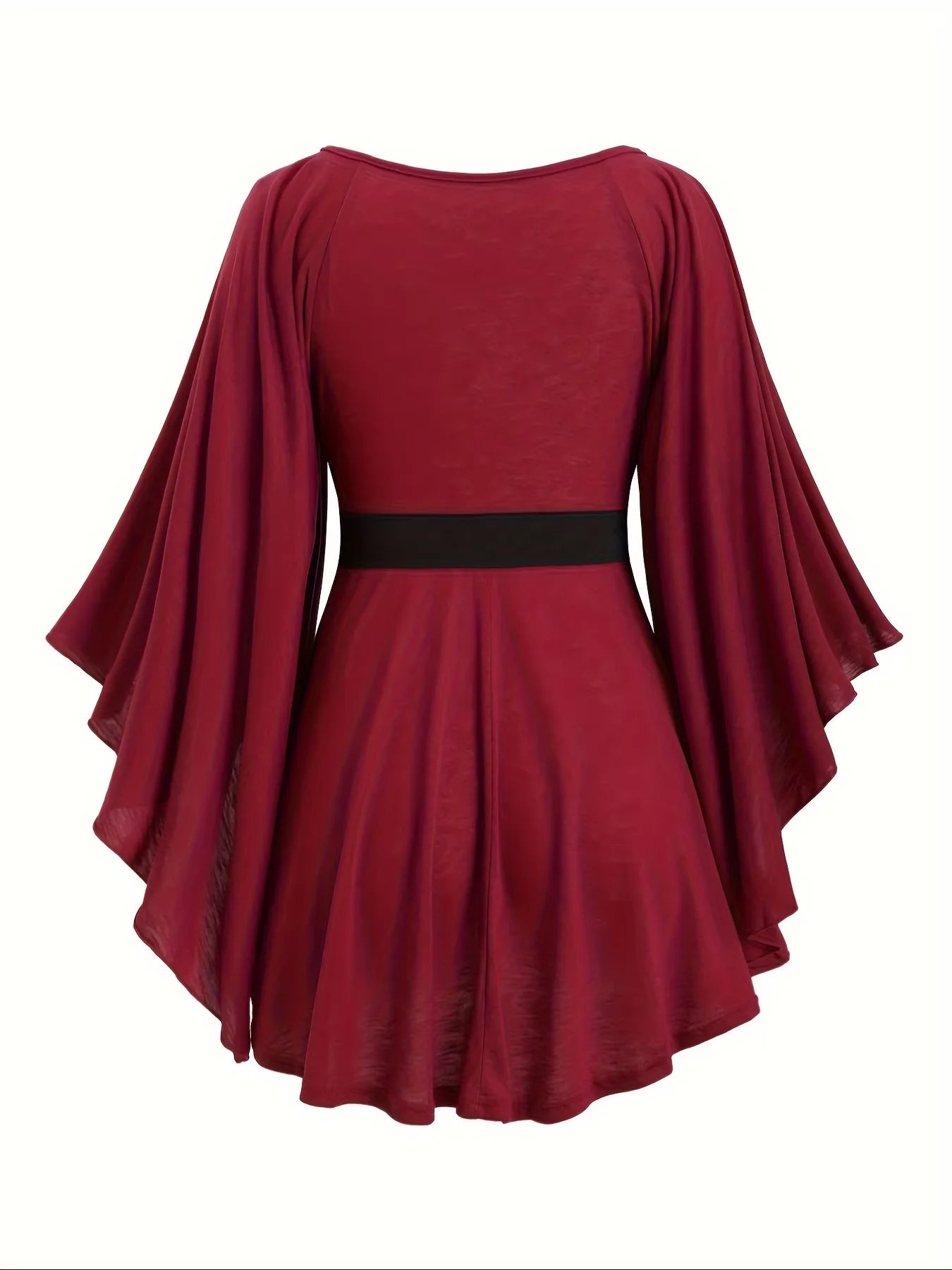 Draped Surplice Tunic Top with Heart Buckle Belt & Butterfly Sleeves