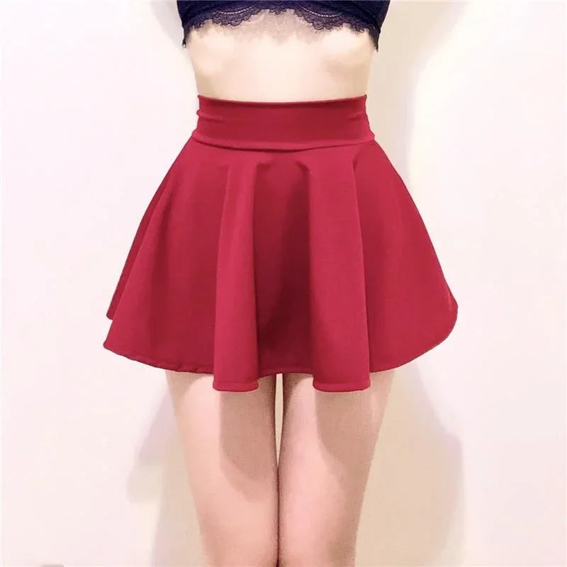 High Wiast A-Line Silk Mini Pleated Skirt