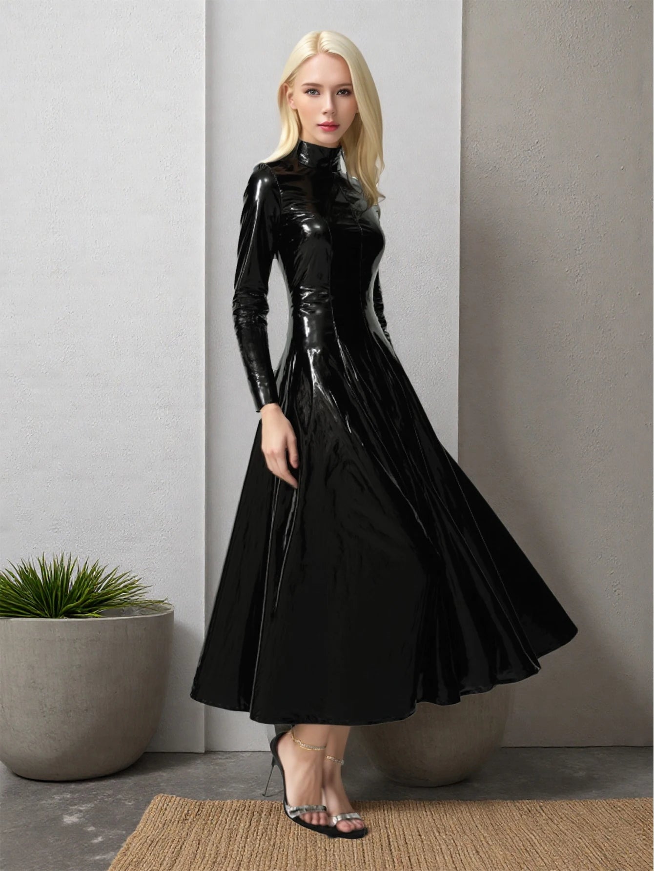 Faux Leather Pendulous Dress