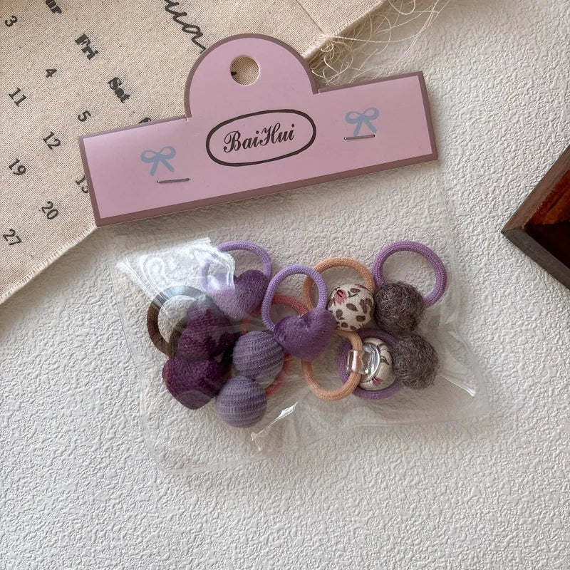10PCS Korean Fashion Baby Girls Hair Ties Lovely Stars/Heart Girls Elastic Hair Bands Hair Accessories Baby Thumb Headwears Rope