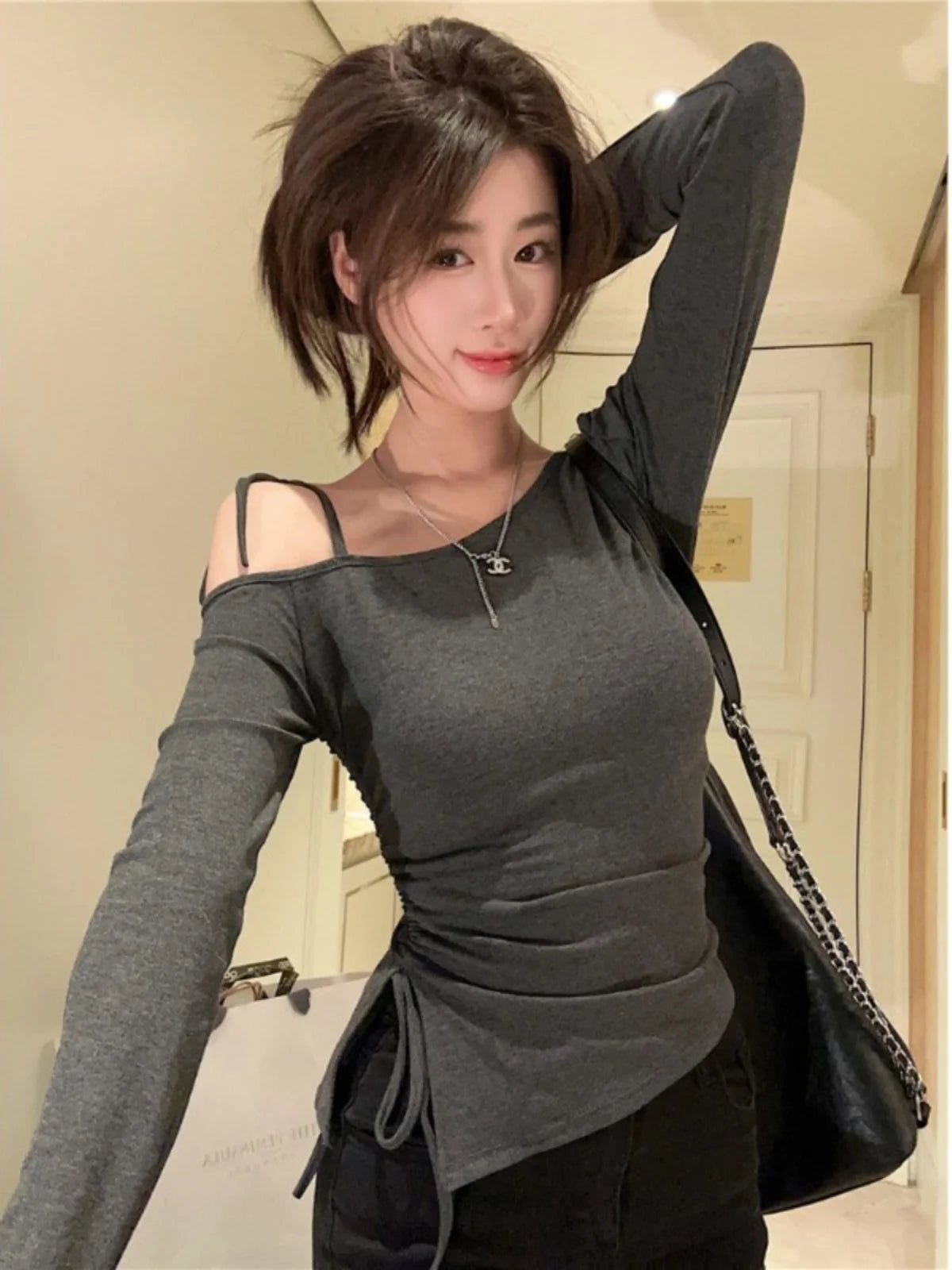 Oversize Long Sleeve Drawstring Tee