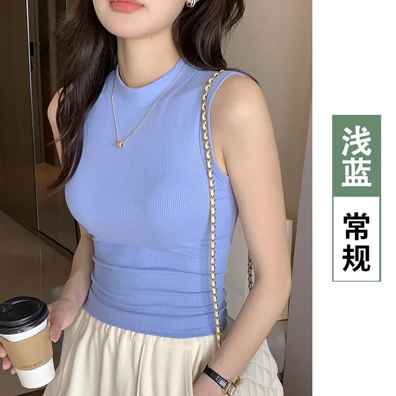 Round Neck Thread Sleeveless Shirt