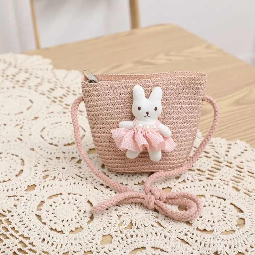 Cartoon Bunny Mini Straw Bag