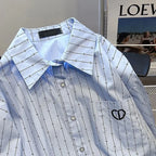 DUOJIHUI Basic Striped Long Sleeve Loose Shirt
