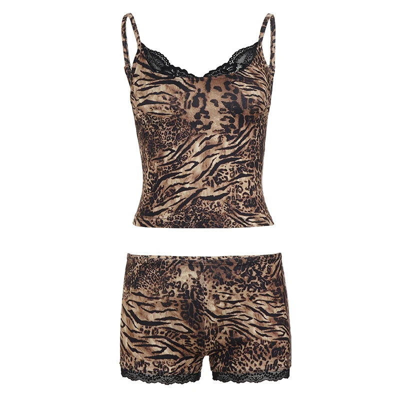 Leopard Printed Shorts Set