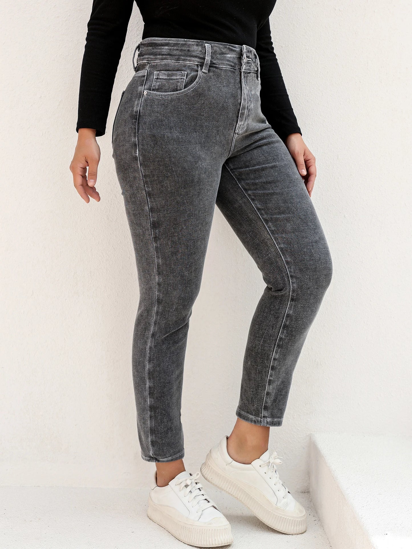 Stretchy High Waist Mom Jeans