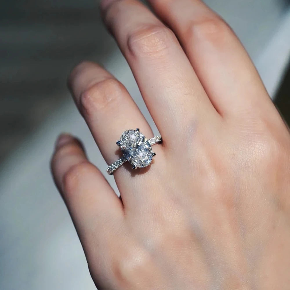 Oval Cut Moissanite Rings S925 Silver