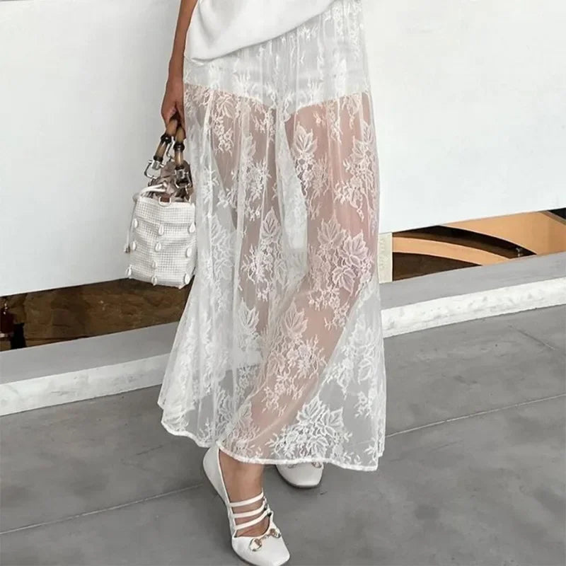 Lace See-Through Skirt