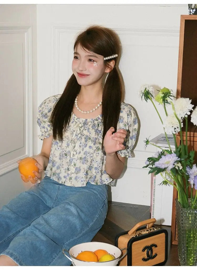 French Floral Short-Sleeved Tee