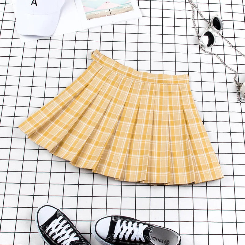 Pleated Plaid Skirt