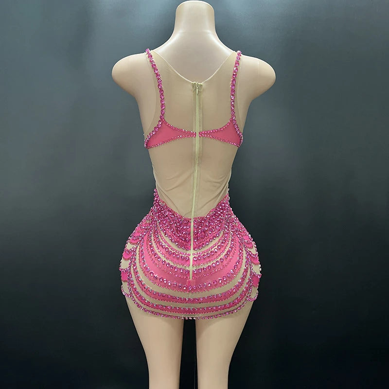 Mesh Rhinestones Dress