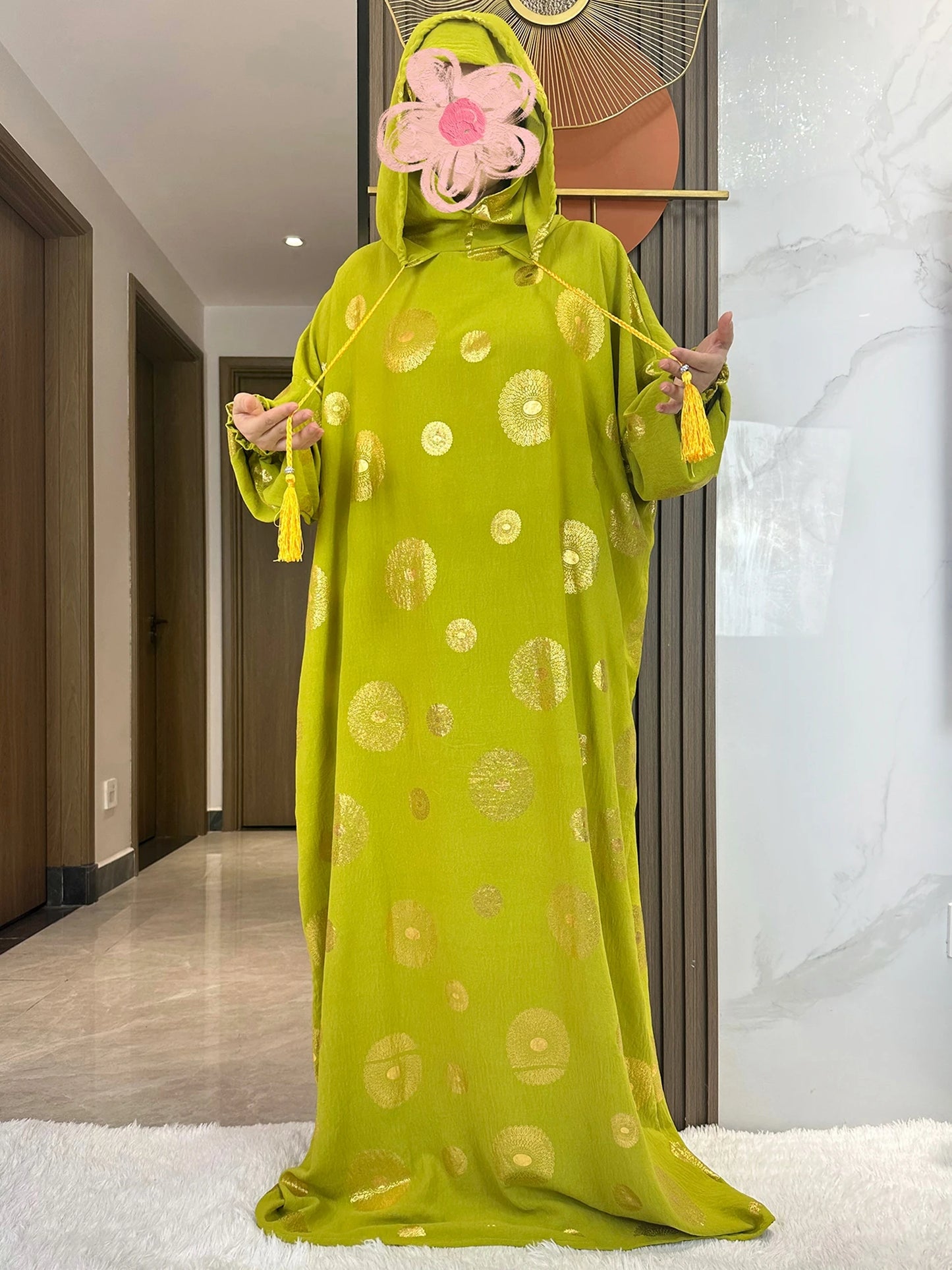 New Cotton Ramadan Muslim Two Hat Abaya Dubai Turkey Islam Prayer Clothes Gold Dust Shinning Embroidery Islam Women Dress Kaftan