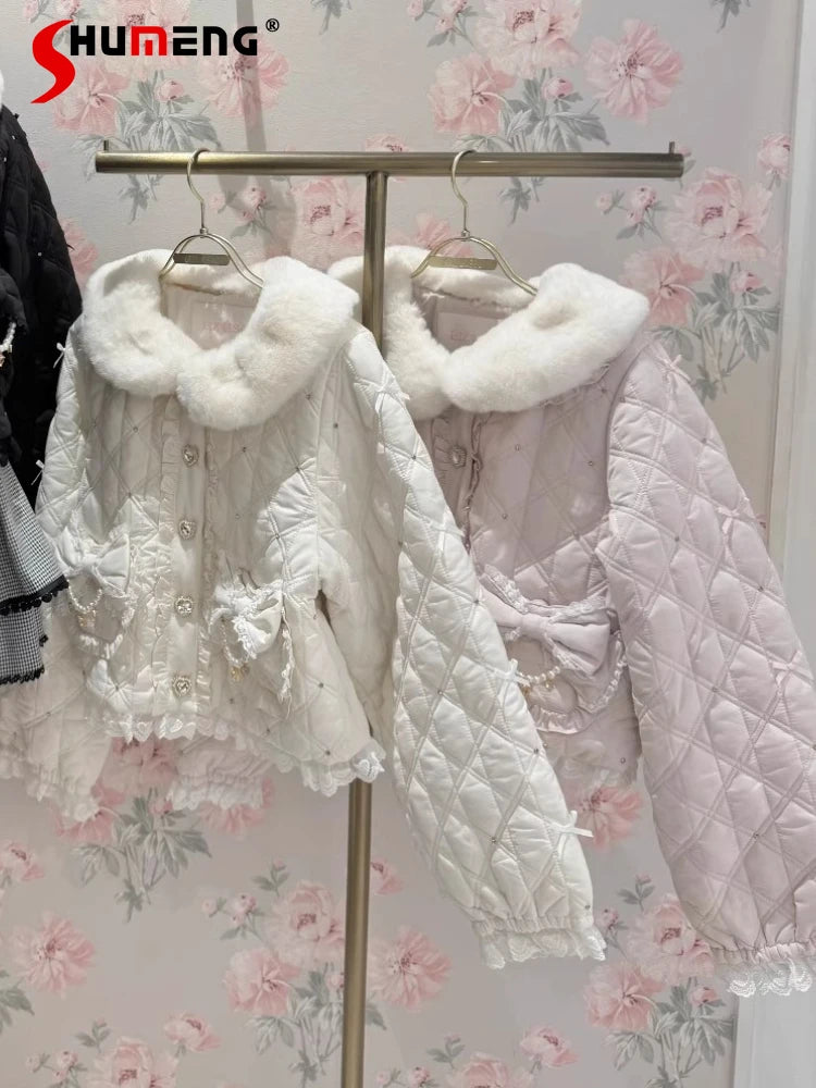 Doll Fur Collar Short Parka
