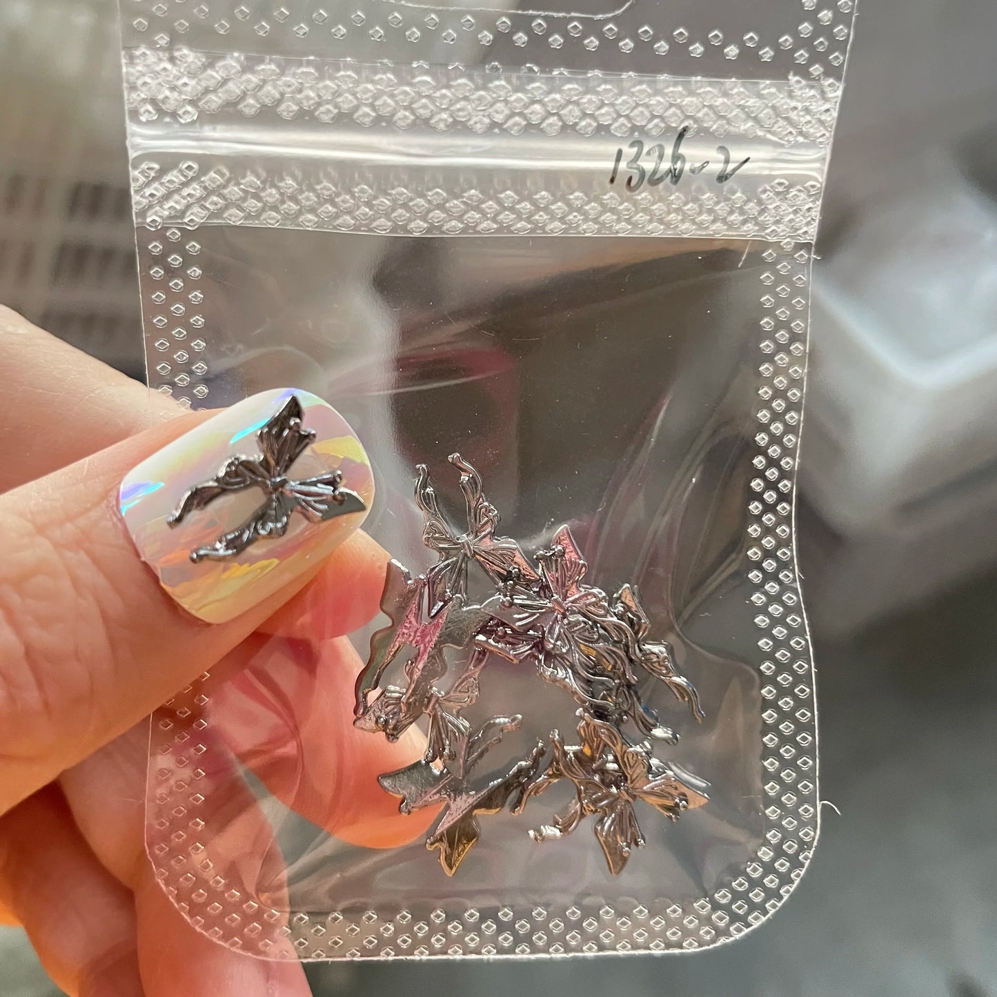 10Pcs Fairy Pink Zircon Nail Art 3D Charms Jewelry Butterfly Shaped Nail Crystal Alloy Decals 11*9mm Rhinestone Nail Decoration*
