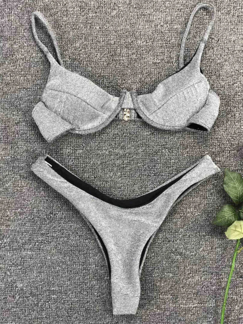 Shiny Glitter Sparkling High Leg Cut Bikini