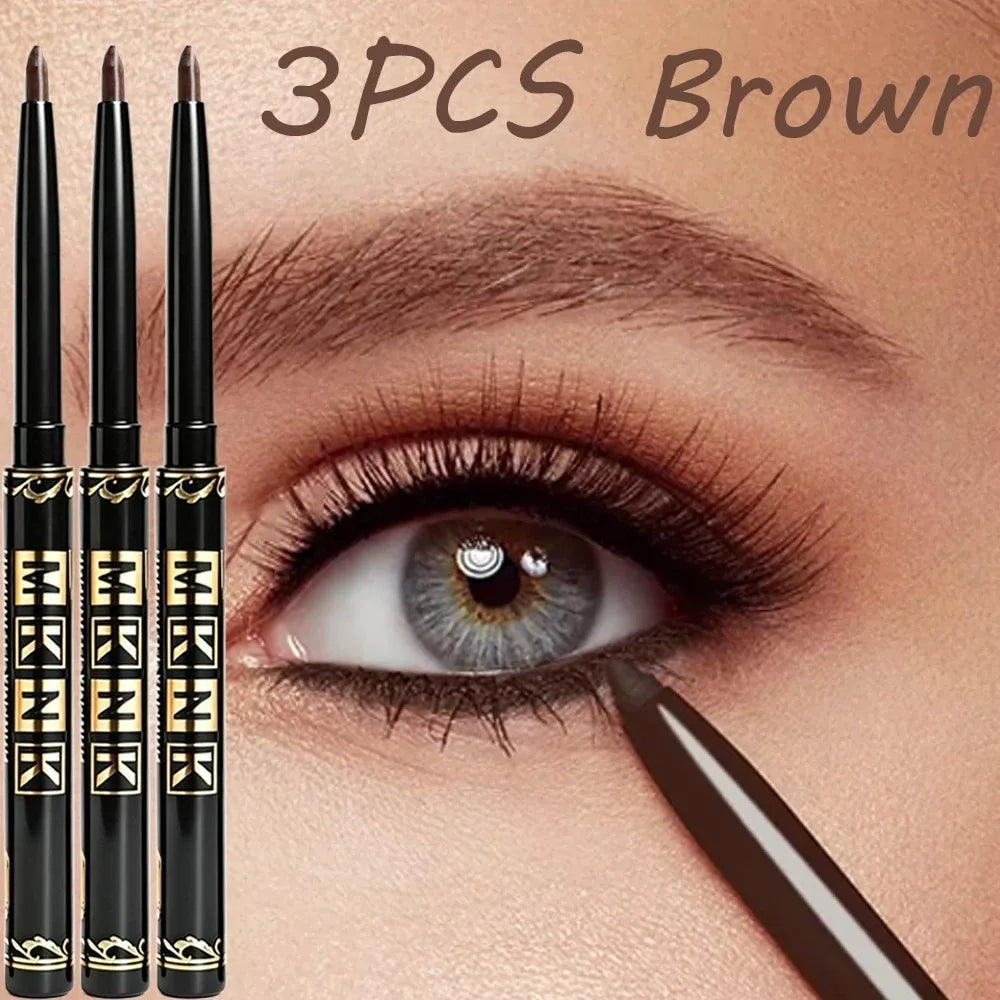 3Pcs Automatic Retractable Eyeliner Gel Pen Smooth Application High-Pigment Matte Waterproof Lasting Under Eye Glue Makeup