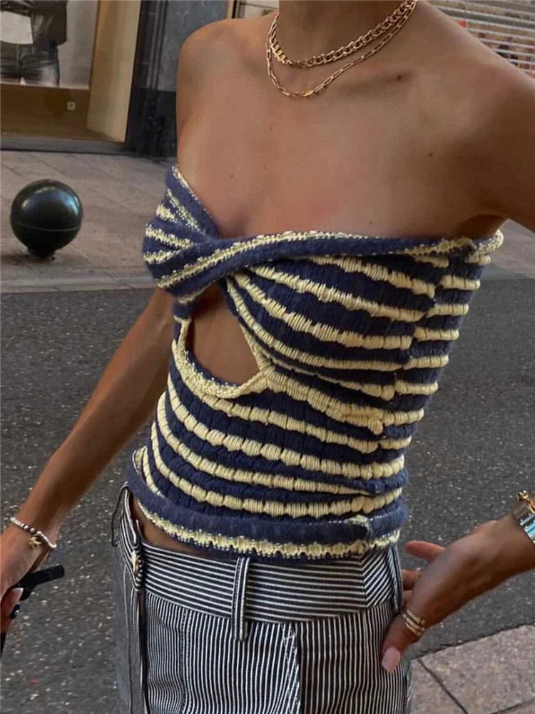 Tossy Off Shoulder Knit Tube Top