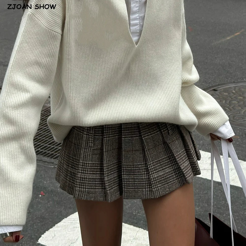 Plaid Tweed Mini Pleated Skirt
