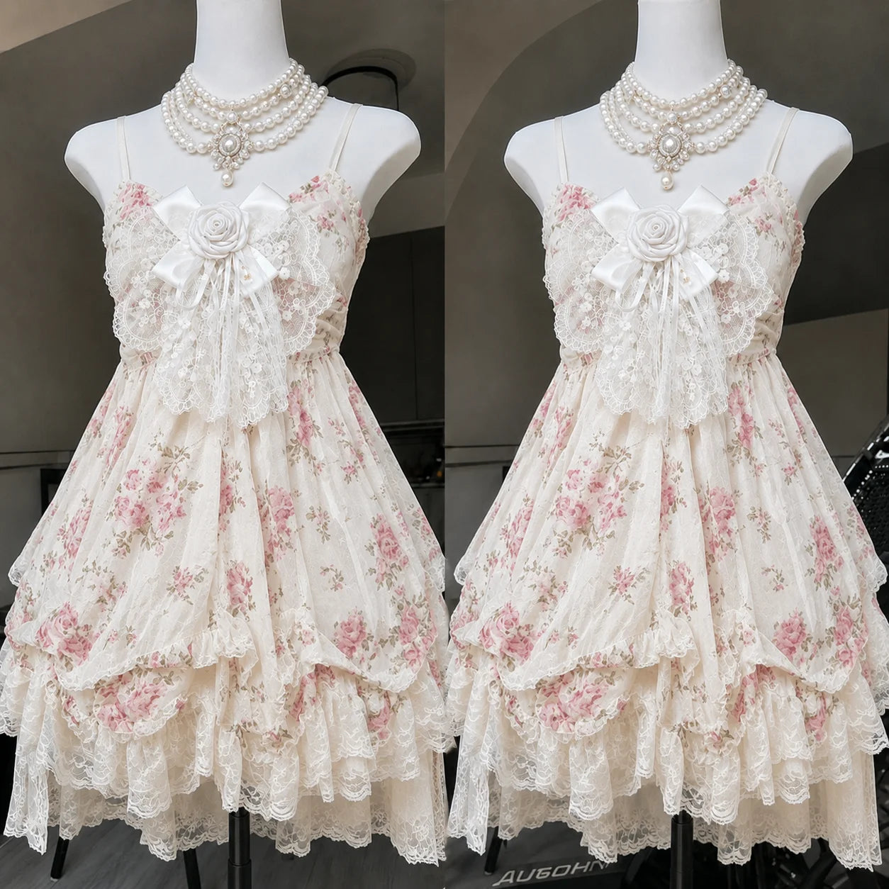 Floral Lace Babydoll Mini Dress