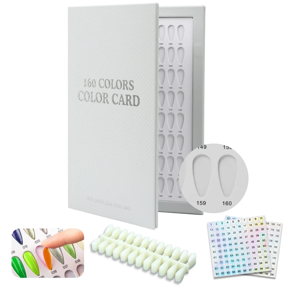 New 160Colors Waterproof Nail Display Book Nail Polish Books With 240 Fake Nails Tips False Nails Styles Showing Book Nails Tool