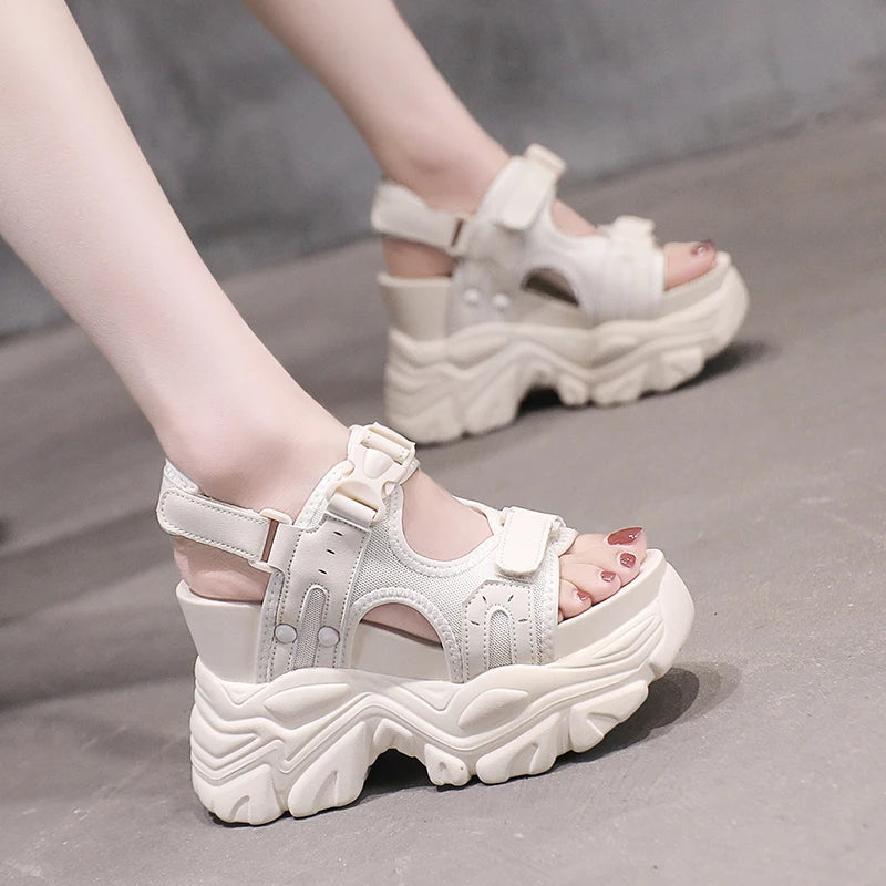 Peep-Toe Wedge Platform Sandals