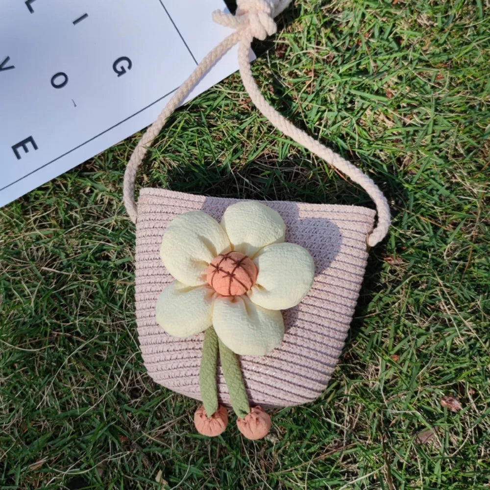 Children Flower Straw Bags