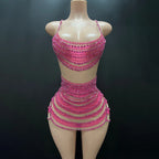 Mesh Rhinestones Dress