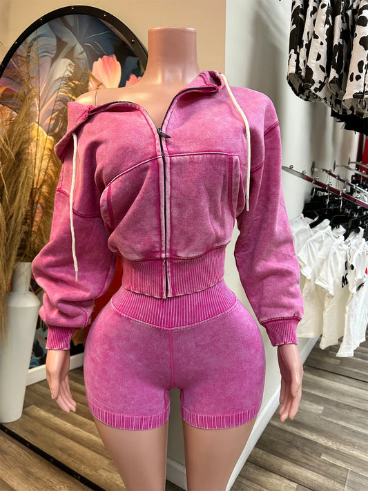 Thick Hooded Sports Shorts Set
