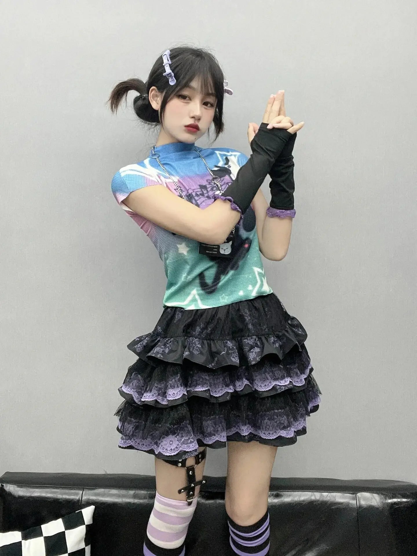 Lace Layered Puff A-line Skirts
