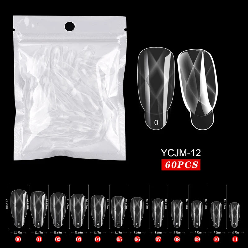 60Pcs/Bag Dual Forms Extended Plastic Nails Sticker Paper-free Support Tape Scale Nail Film Transparent Tool For Art Fingernails