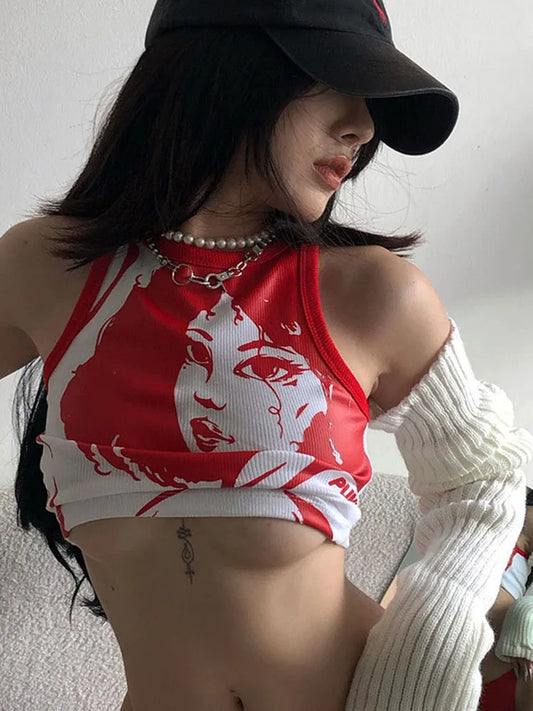 Cherry Lip Graphic Crop Tank