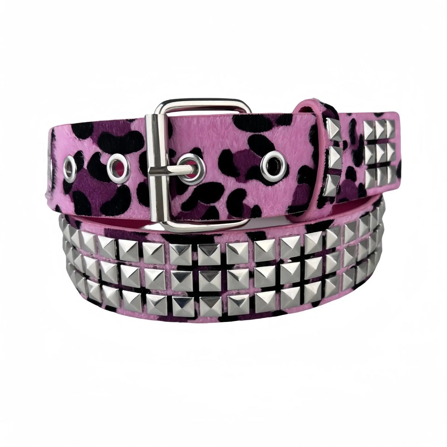 Fashion Gothic Square Rivet Belt Metal Pyramid Belt Men and Women Pink Punk Hardware Jeans Y2K Belts Women's Belt