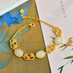 Natural Hetian Jasper White Jade Flower Bracelet