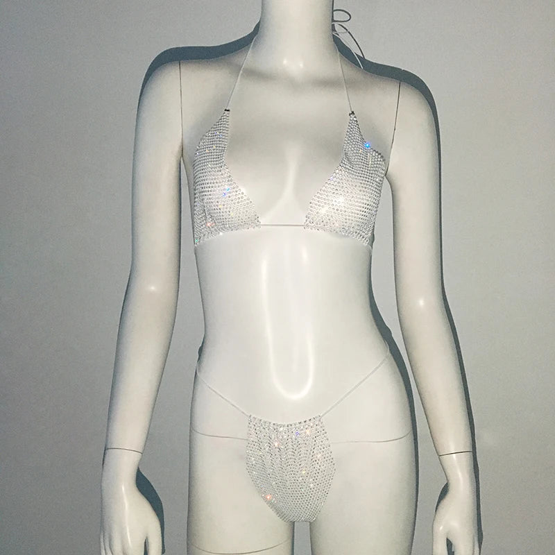 Fishnet Glitter Rhinestone Bikini