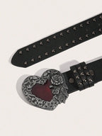 Rose Heart-Shaped Leather Belt