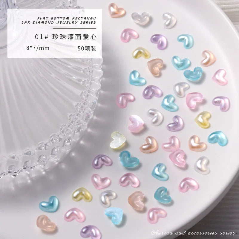 50PCS Aurora Acrylic 3D Nail Art Bow Charm For Nails Decoration Design Kawaii Manicure Accessories Bow-knot DIY Craft Supplies