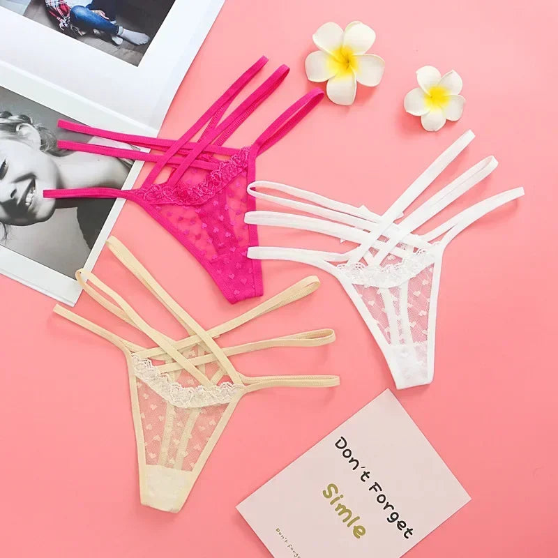 Sexy Lace Thong G-Strings Female Women's Panties Seamless Low Waist Underwear Panty Bowknot Briefs Lingerie for Ladies Underpant