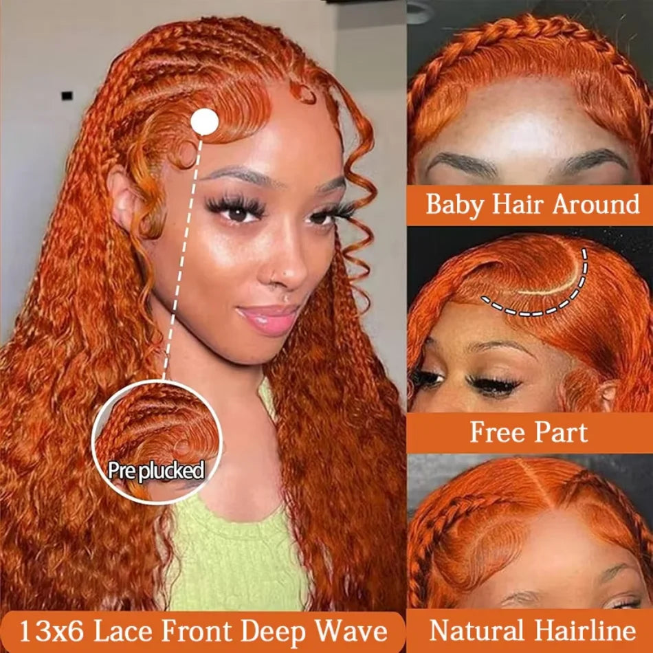 Ginger HD Lace Human Hair Deep Wave Wig