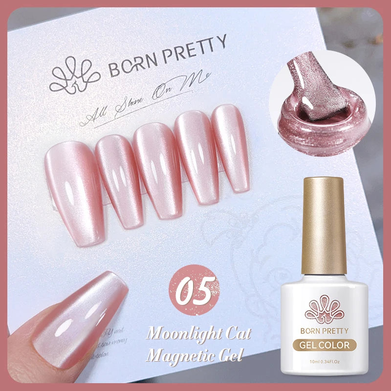BORN PRETTY 10ml Water Light Cat Magnetic Gel Nail Polish Shining Super Sliver-light Holographics Soak Off UV Gel Varnish