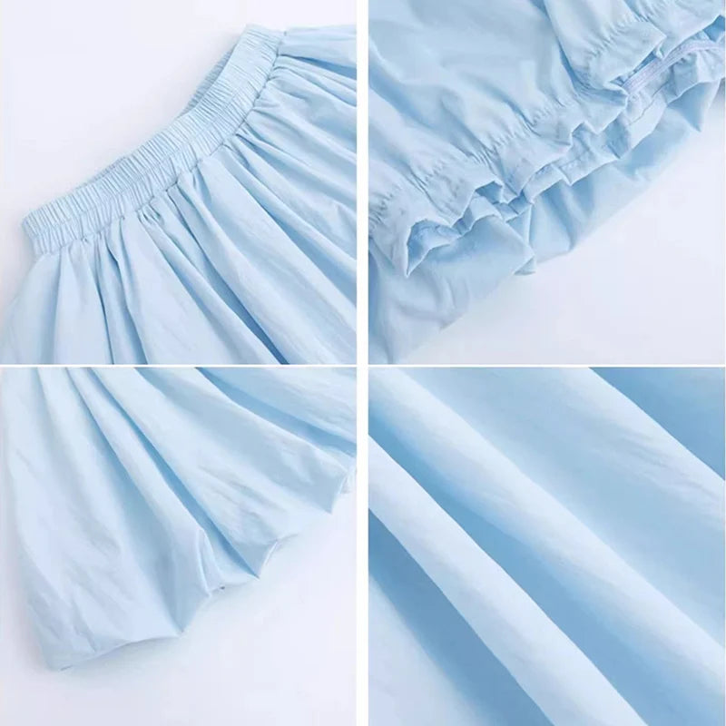 High Waist Ruched A-line Skirts