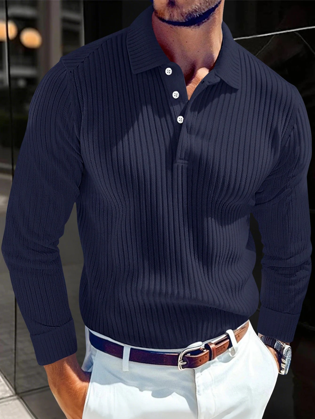 Striped Fashion Long Sleeve Polo