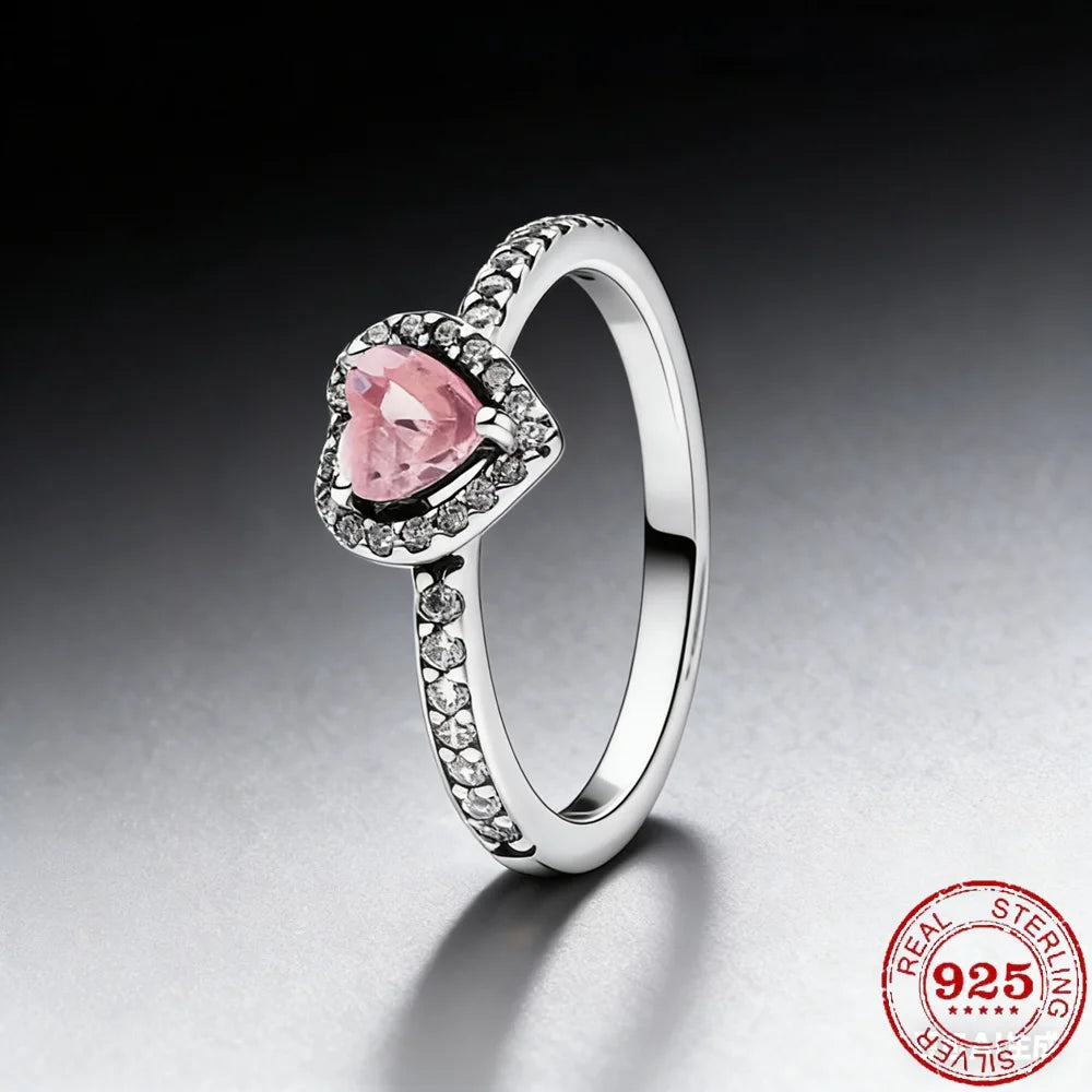 925 Sterling Silver Heart Moissanite Ring