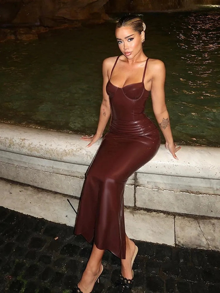 PU Leather Sling Dress