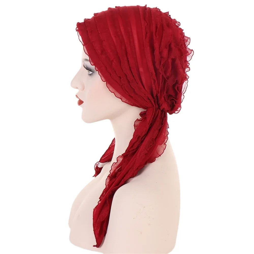 Shiny Glitter Elastic Solid Color Pre-Tied Hijabs Wrap Head Scarf Muslim Turban Bonnet for Women Inner Hat Turbantes Caps Mujer